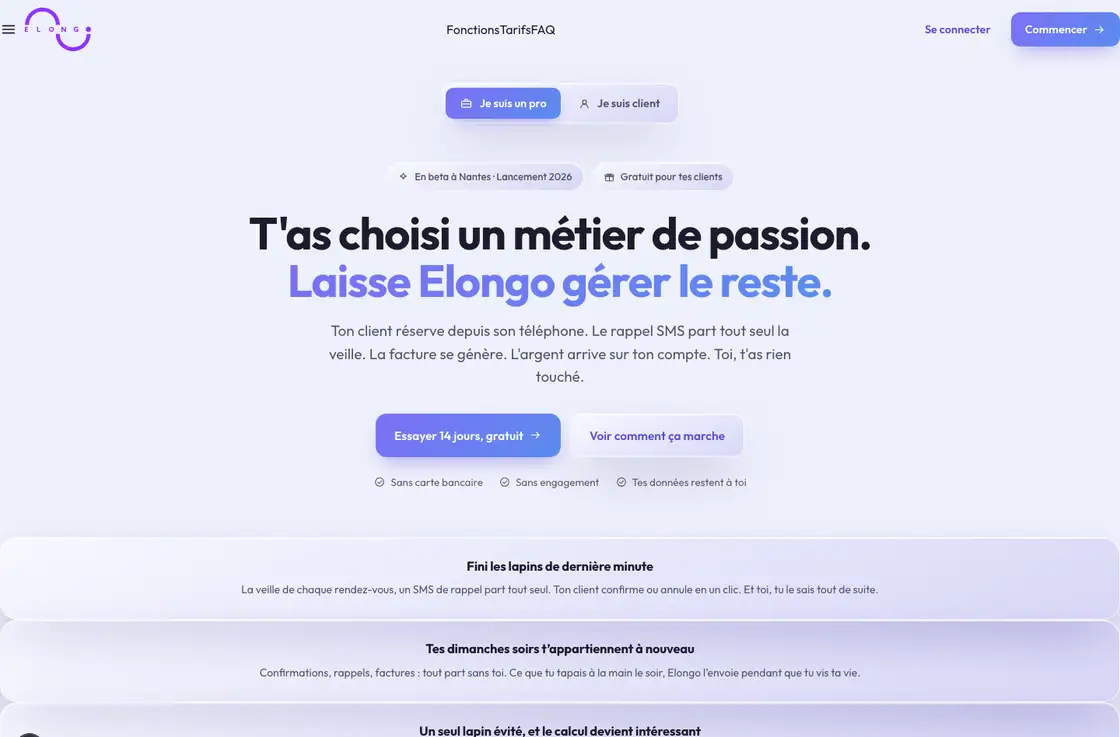 Page d'accueil de Elongo
