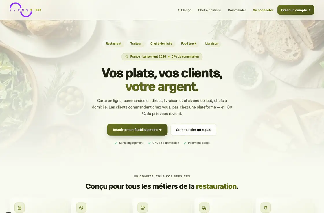 Page d'accueil de Elongo Food