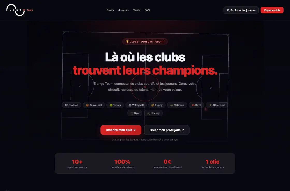 Page d'accueil de Elongo Team